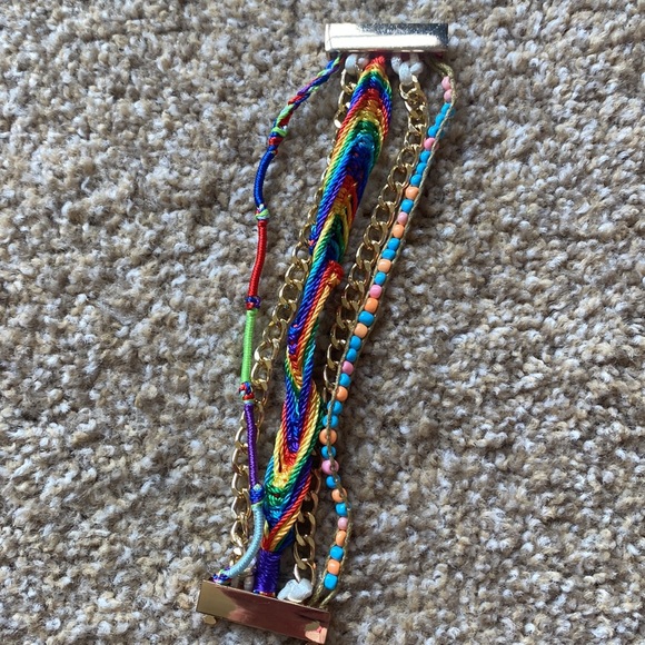 Rainbow Colored Braided and Beaded Bracelet - Picture 3 of 9